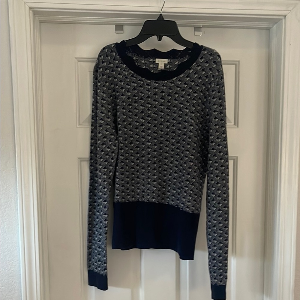 Women's Navy Patterned Sweater